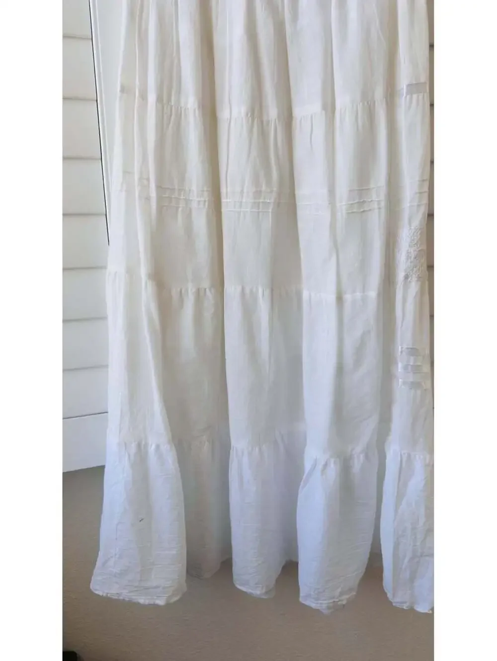 Ashley Taylor White Lace & Ribbon Tiered Maxi Skirt Size One Size
